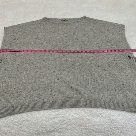 Ann Taylor Poncho Womens Small Pullover Gray Slouchy Slub Tie Sides Spring Layer - Picture 10 of 11